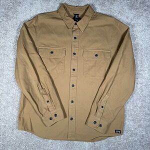 Mountain Hardwear Mens Large Brown Canvas Button Down Utility Work Shirt